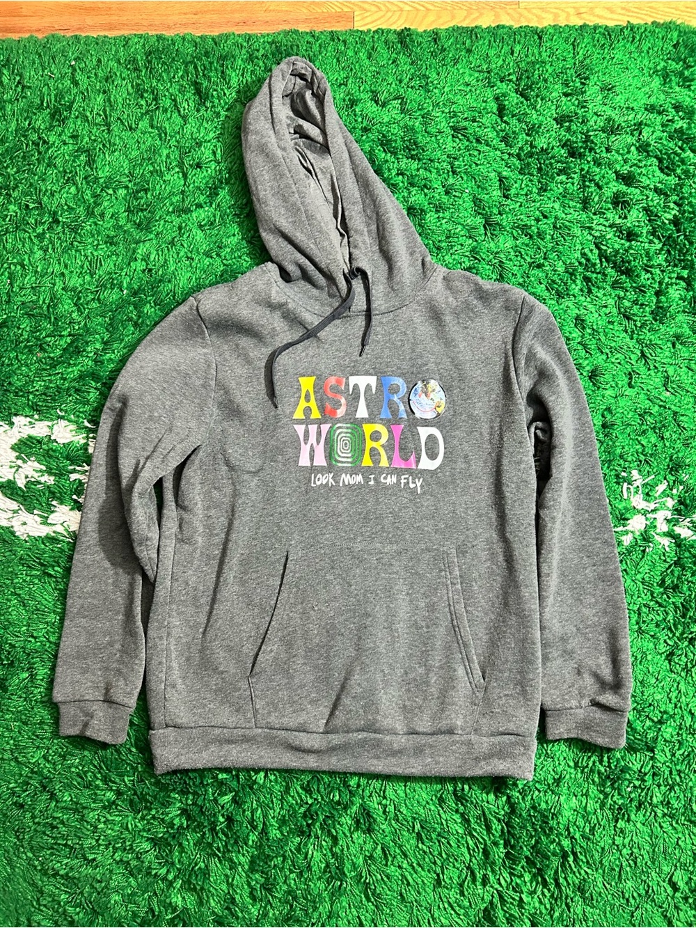 Travis Scott AstroWorld Gray Hoodie with Multicolor Logo
